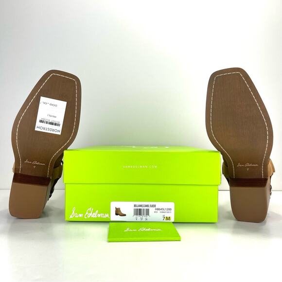 Sam Edelman Bellamie Women Camel/Tan Western Ankle Boot Size 7 Suede Harness New - Picture 7 of 15